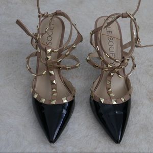 Sole Society studded rockstar heels black 9